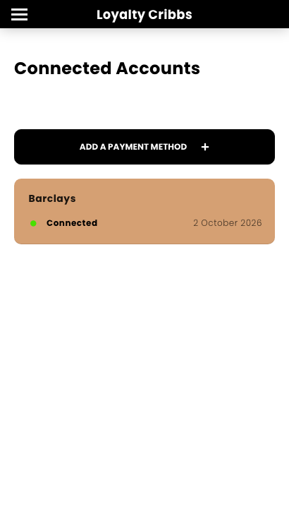 Bank connections management page